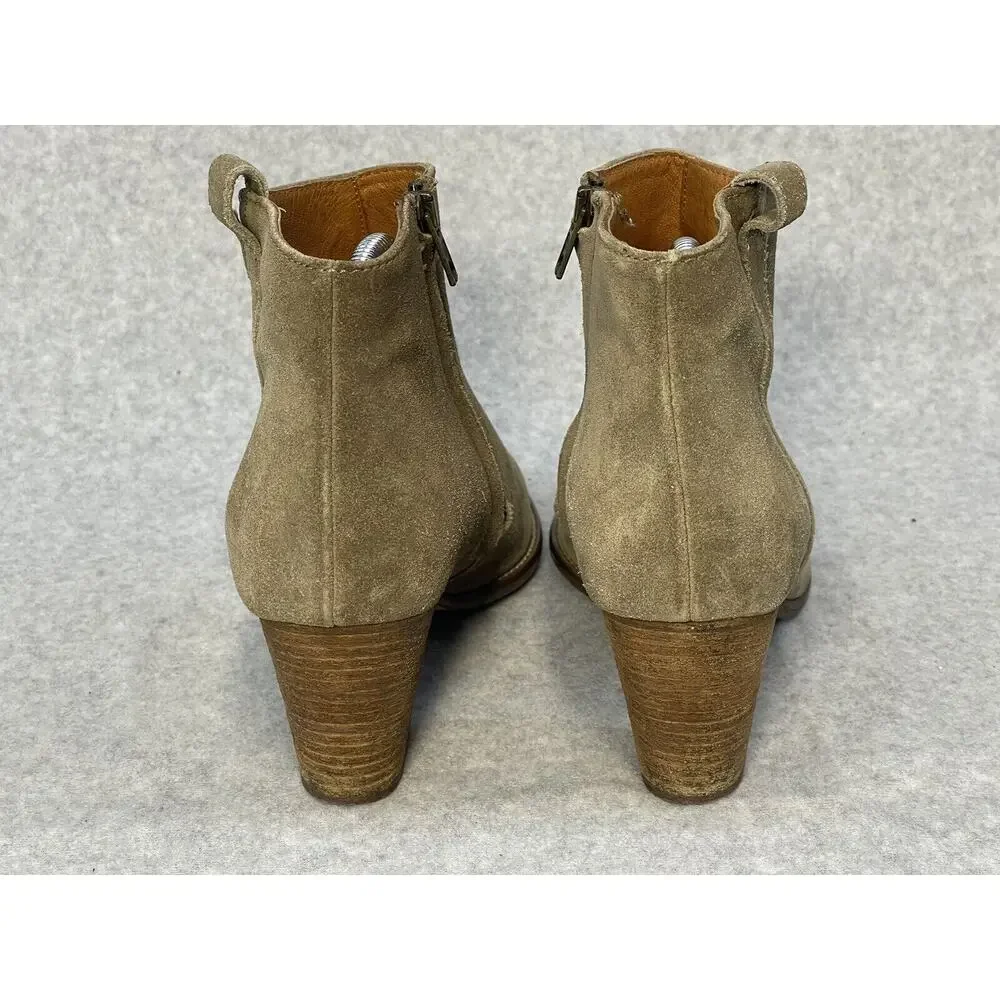 Madewell 1937 Billie Boot Ankle Zip Up Sz 9 Tan Suede Chunky Heel